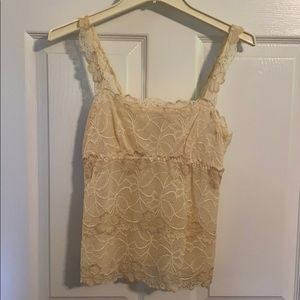Banana Republic Cream Lacy Strap Flower Top